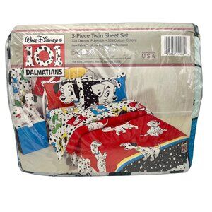 Vintage Walt Disney 101 Dalmatians 3-Piece Twin Sheet Set Made In USA